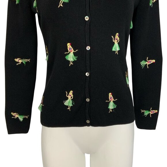 Eagle's Eye Vintage Hula Dancer Cardigan Sweater S Black - Picture 9 of 12